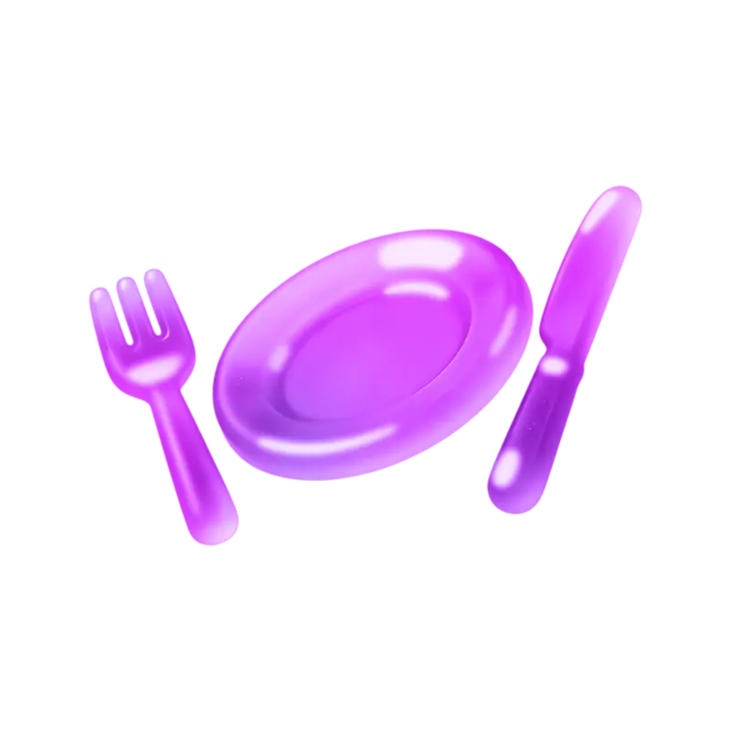 Plate, fork and spoon