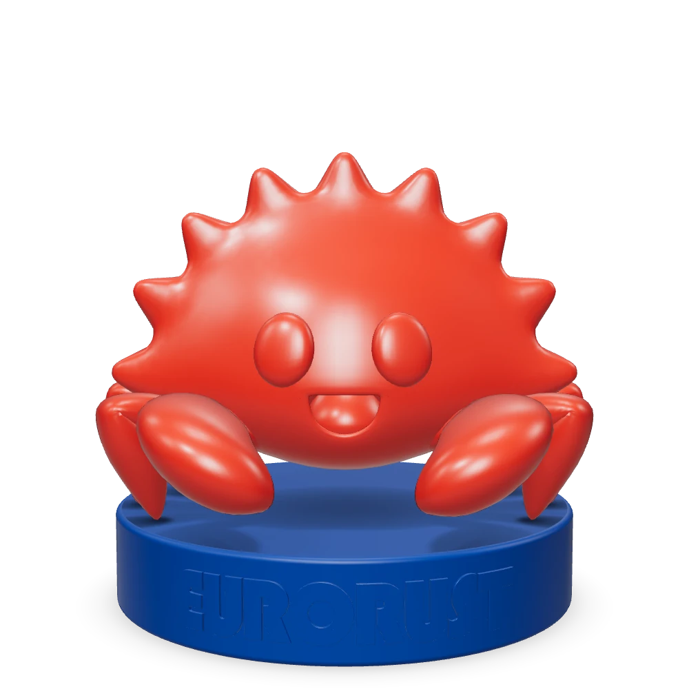 Glossy red Ferris on a blue platform
