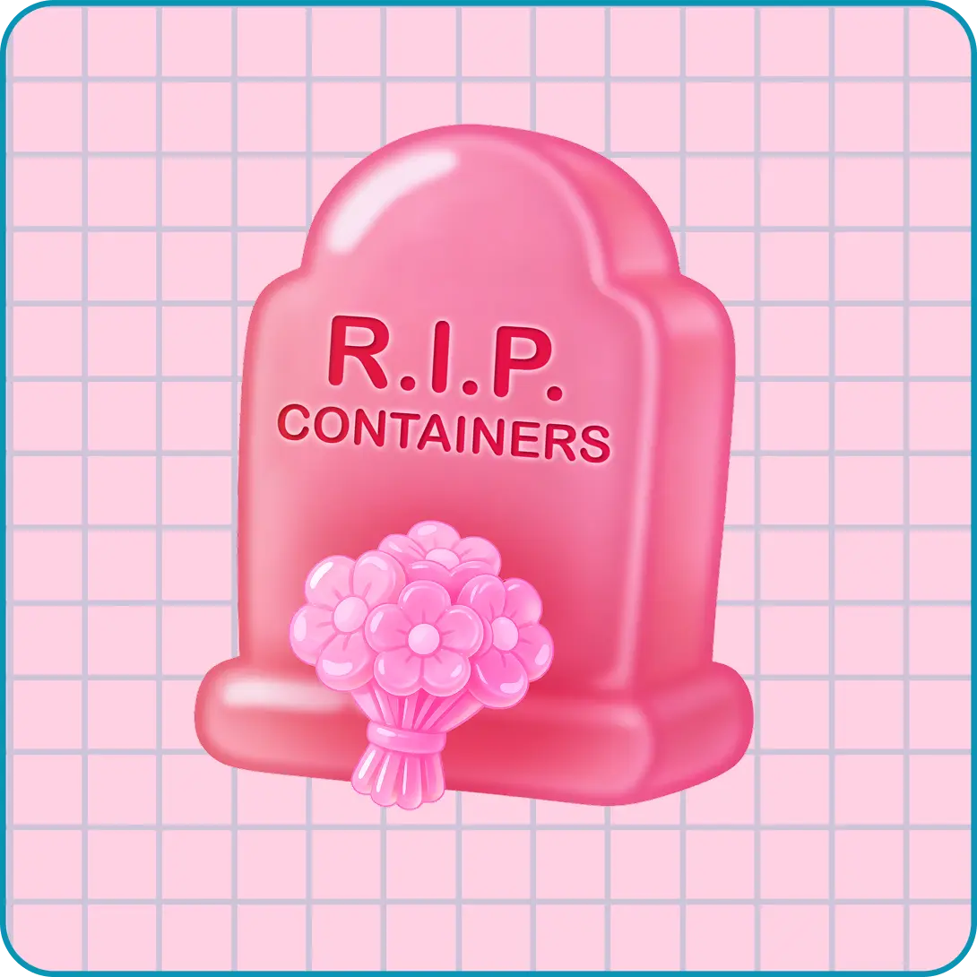 Gravestone that says R.I.P. Containers