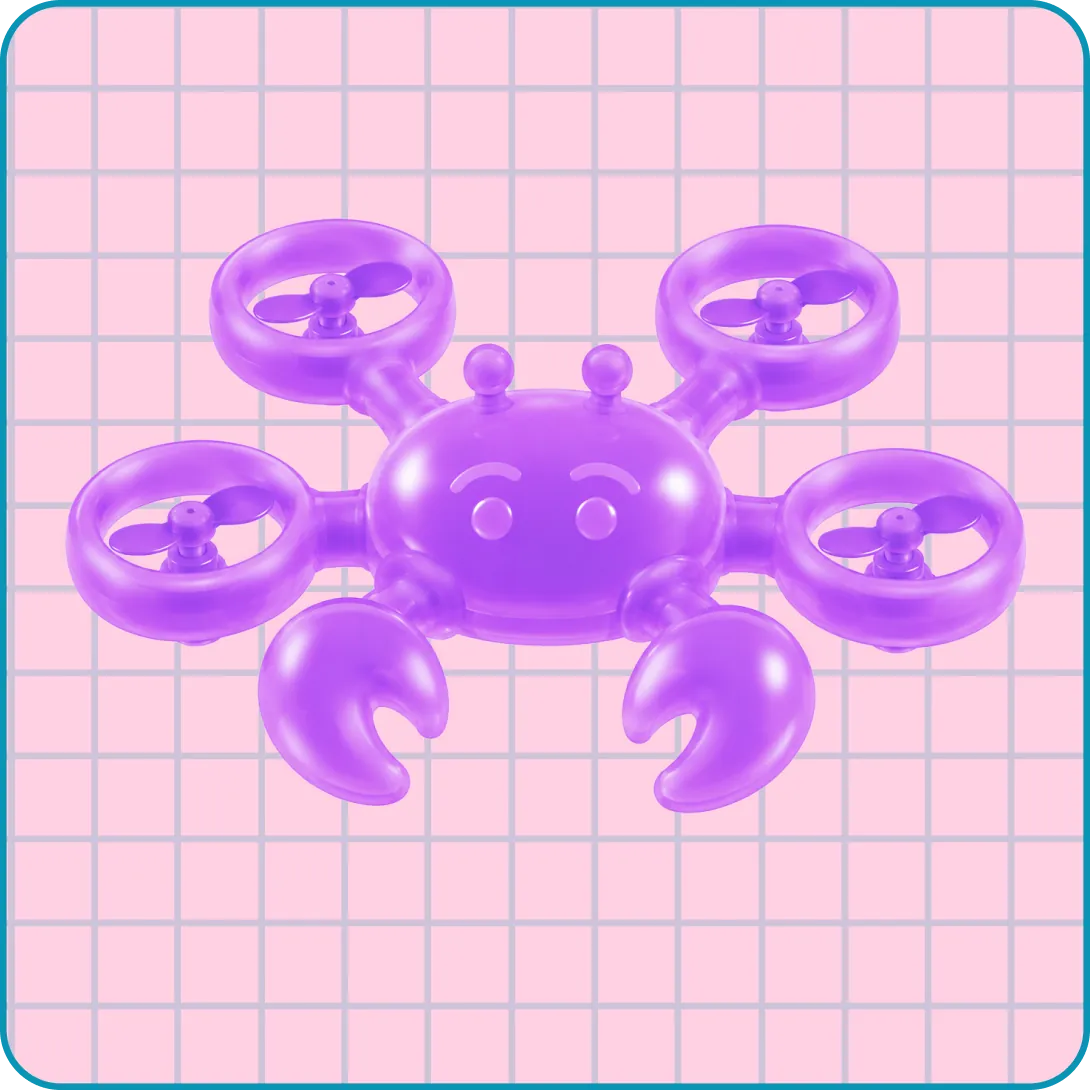 Purple autonomous drone on a pink grid